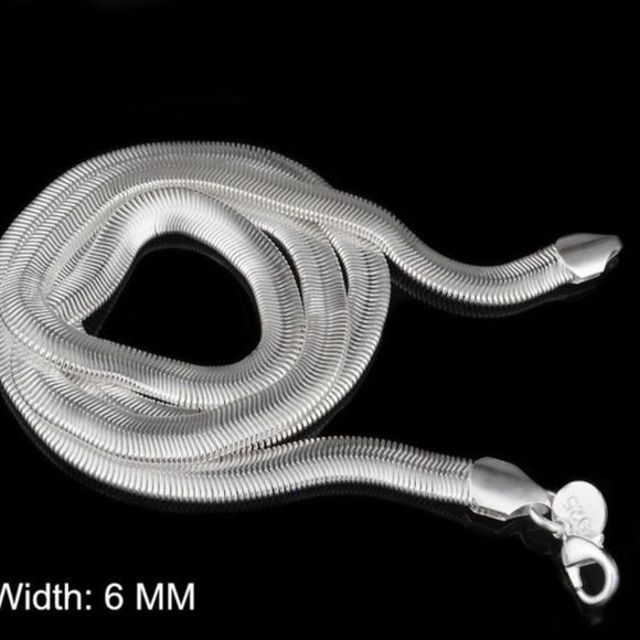 CLOSEOUT GIFT 925 Sterling Silver 6MM Flat Snake Herringbone Chain Necklace 20" - Picture 5 of 8